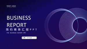 シンプルな青い円の背景を持つビジネス レポートの PPT テンプレートをダウンロードします。