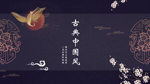 Plantilla PPT de estilo chino con patrones clásicos y fondos de aves