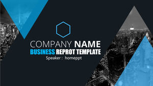 Download European and American business PPT templates with blue and black color schemes
