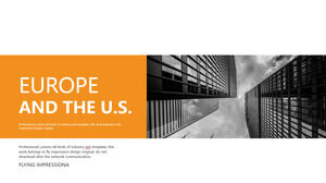 Basit turuncu Avrupa ve Amerikan iş gösterimi PPT şablonunun ücretsiz indirilmesi
