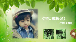 Зеленый и свежий детский электронный фотоальбом «Baby Growth», шаблон PPT
