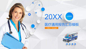 Unduh template PPT tema medis stereoskopik biru dengan latar belakang dokter asing