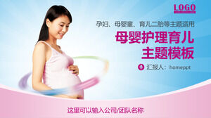 Plano de fundo de mãe grávida e tema de cuidado infantil PPT Download do modelo