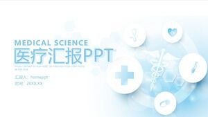 Téléchargez le modèle PPT de rapport médical avec un fond d'icône médicale bleu clair