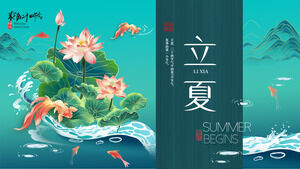 Download del modello PPT per l'introduzione del termine estivo in stile China-Chic verde e fresco