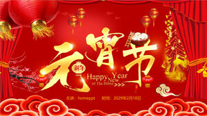 Kırmızı Kutlama Yuanxiao (Fener Festivali için yapışkan pirinç unundan yapılmış yuvarlak toplar) Festival Tanıtımı PPT Şablonu İndir