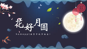 Download PPT template for Mid-Autumn Festival with blue night sky background