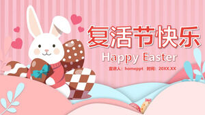 Telur kelinci kartun merah muda latar belakang kegiatan Paskah perencanaan unduhan template PPT