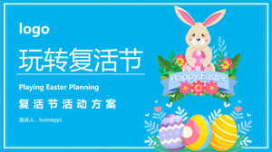 Cartoon-Kaninchen-Ei-Hintergrund Spielen Sie die PPT-Vorlage für die Aktivitätsplanung zu Ostern herunter