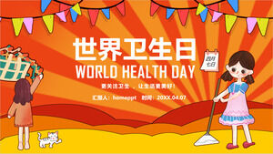 Laden Sie die PPT-Vorlage „Warm Cartoon World Health Day“ herunter