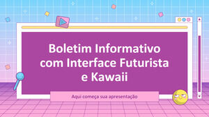 Informacyjny biuletyn z interfejsem futurystycznym i kawaii