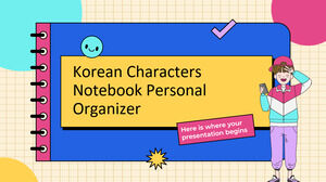 Organisateur personnel pour carnet de caractères coréens