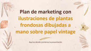 Plan de marketing în stil cu frunze desenat manual din hârtie vintage