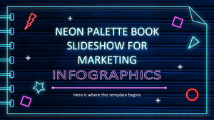 Presentación de diapositivas de libro de paleta de neón para infografías de marketing