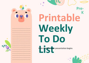 印刷可能な就学前向けの毎週の To Do リスト