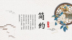 Téléchargez le modèle PPT de style chinoiserie avec un fond classique simple de fleur et d'oiseau
