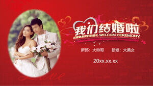 Red Romance, We Get Married PPT Template Download