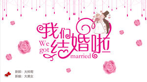 Розовый теплый свадебный альбом «Мы женаты» Скачать шаблон PPT