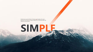 Free download of minimalist European and American style PPT template with snowy mountain background