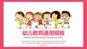 Laden Sie PPT-Vorlagen für frühkindliche Bildungsthemen mit Cartoon-Kinderhintergründen herunter