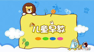 Unduh template PPT untuk pendidikan awal anak-anak dengan latar belakang hewan kartun
