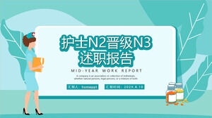 Plantilla PPT de informe de trabajo n3 de promoción n2 de enfermera plana, fresca y verde