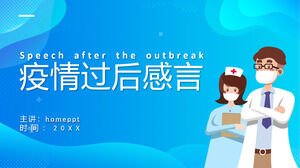 Download del modello PPT del discorso post epidemico sullo sfondo dell'infermiera del medico dei cartoni animati