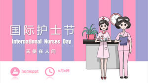 Descarga de la plantilla PPT del Día Internacional de las Enfermeras de dibujos animados azul y rosa 512