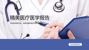 Unduh template PPT laporan medis minimalis biru untuk latar belakang dokter