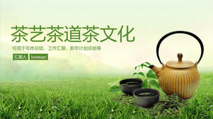 Yeşil ve taze çay töreni ve Çay kültürü temasının PPT şablonunu indirin