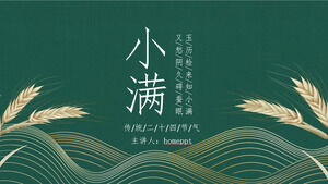Yeşil ve minimalist yeni Çin Xiaoman güneş terimini tanıtmak için PPT şablonunu indirin