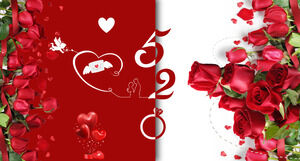赤いバラの背景を持つロマンチックな520バレンタインデーPPTテンプレートのダウンロード