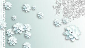 6 PPT background pictures of cyan three-dimensional flowers