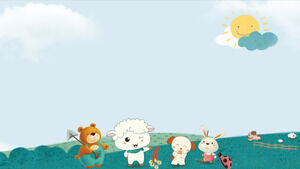 Pastagem dos desenhos animados e download de imagem de fundo PPT de pequenos animais