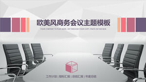 会议桌椅背景欧美风格商务会议主题PPT模板下载