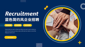 下載帶有手折背景的藍色簡約企業招聘PPT模板