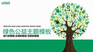 Download gratuito del modello PPT di sfondo dell'albero del benessere pubblico verde