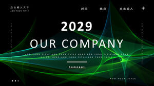 Scarica il modello PPT per l'introduzione dell'azienda con sfondo verde linea astratta
