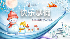 Scarica il modello PPT Happy Winter Holiday con Cartoon Snowman Background
