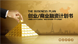 Pobierz szablon PPT dla zaawansowanego biznesplanu z tłem Złotej Piramidy