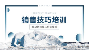 Download the PPT template for sales skills training with a snowy mountain background