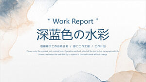 Download gratuito del modello PPT del rapporto di lavoro sullo sfondo dell'inchiostro dell'acquerello marrone blu