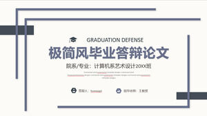Download the minimalist style graduation thesis defense PPT template with a blue gray line background
