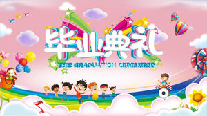 Unduh gratis template PPT upacara kelulusan TK kartun merah muda