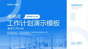 İş ofisi arka planı için mavi çalışma planı PPT şablonunu indirin