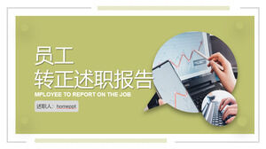 Descărcați șablonul PPT pentru raportul de angajare al angajaților tea green sub fundalul rapoartelor de date