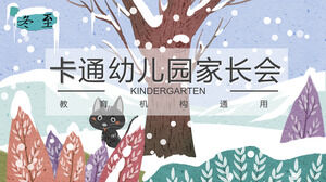 Pobierz szablon PPT przedszkola Konferencja rodzic-nauczyciel z tłem ilustracji wiatr, zimowy śnieg