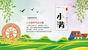 Téléchargez le modèle PPT pour introduire le terme solaire Xiaoman avec un fond de champ de blé vert et frais
