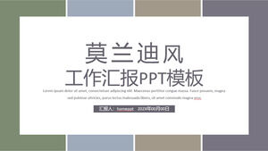 Laden Sie die PPT-Vorlage für einen Geschäftsbericht mit einfachem Morandi-Farbblockhintergrund herunter