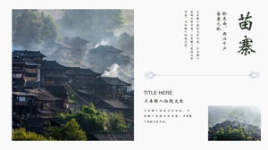 Faça o download do modelo PPT para um álbum de turismo simples e fresco da vila de Miao